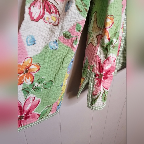 Vintage Alfred Dunner Floral Pink Green Quilted Reversible Jacket, 8 Petite - Picture 2 of 5